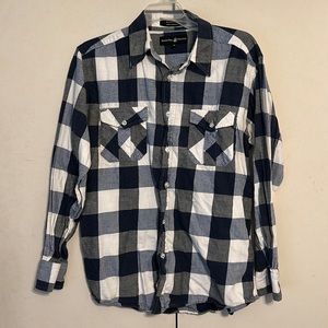 Casual blue and white button down